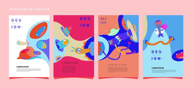 Vector colorido conjunto de plantilla de diseño de carteles para el festival de juguetes y pasatiempos