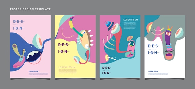 Vector colorido conjunto de plantilla de diseño de carteles para el festival de juguetes y pasatiempos