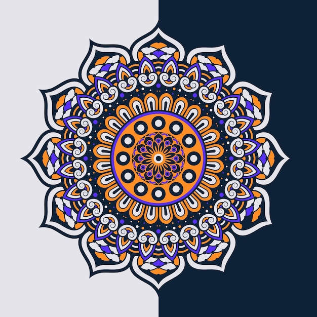 Vector colorido decorativo redondo floral en forma de mandala patrón ilustrado fondo