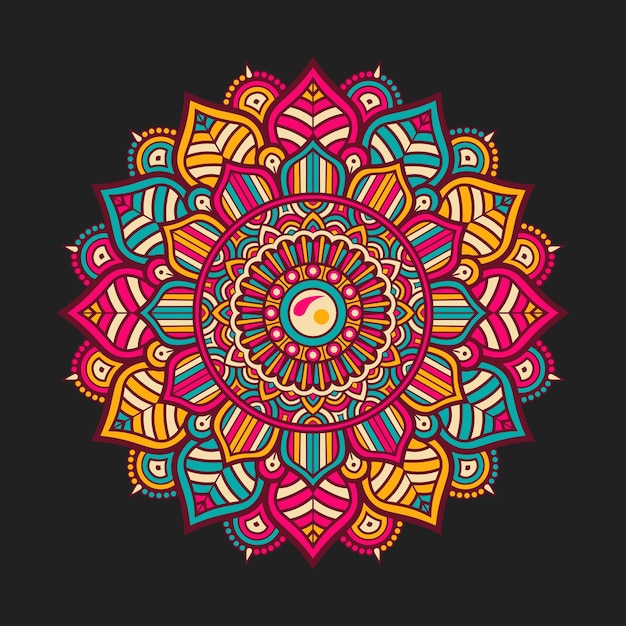 Vector colorido decorativo redondo floral en forma de mandala patrón ilustrado fondo