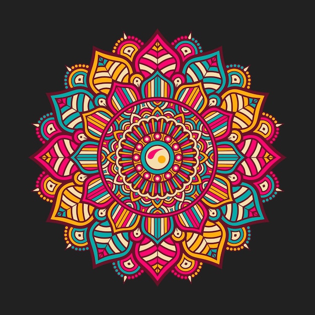 Vector colorido decorativo redondo floral en forma de mandala patrón ilustrado fondo