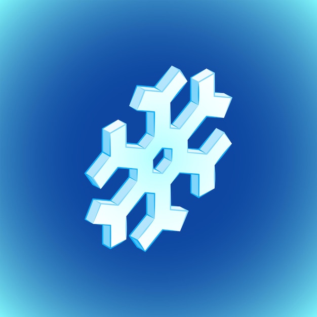 Vector colorido diseño isométrico geométrico copo de nieve icono ilustración aislado fondo azul