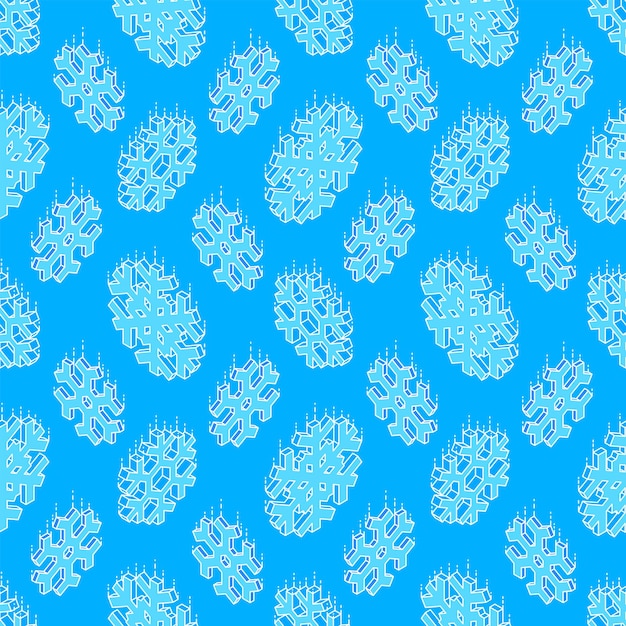 Vector colorido diseño isométrico realista copos de nieve caídos ilustración de patrones sin fisuras aislado fondo azul claro