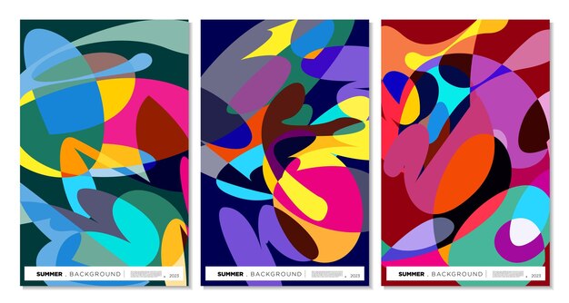 Vector colorido fluido líquido abstracto y fondo de arte de garabatos para el verano de 2023