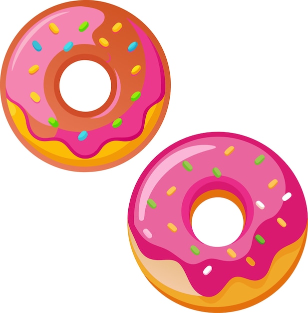 Vector colorido icono de rosquilla rosa aislado sobre fondo blanco.