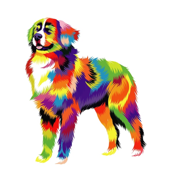 Vector vector colorido ilustración de retrato de arte pop de perro