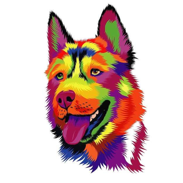 Vector colorido Ilustración de retrato de arte pop de perro