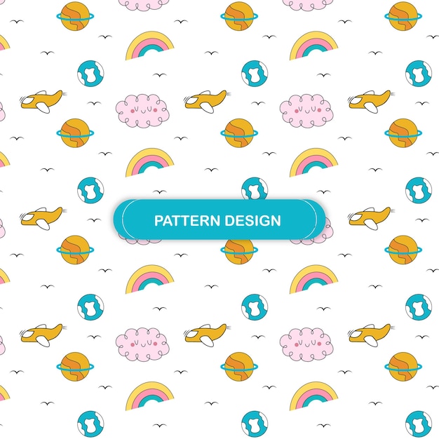 Vector colorido y lindo Diseño de patrones de fondo para niños Doodle