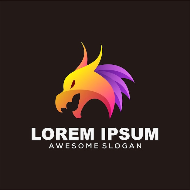 vector colorido del logotipo de la cabeza del dragón