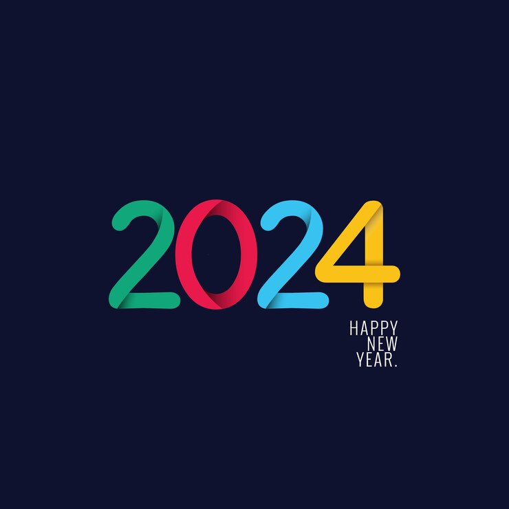 Vector vector colorido número 2024 diseño de feliz año nuevo 2024 con números coloridos únicos vector premium