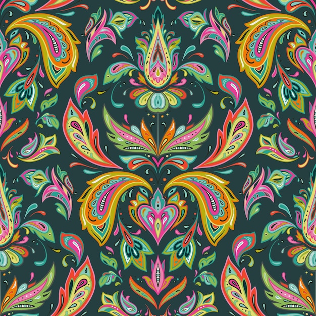 Vector colorido patrón transparente con adorno oriental Hermoso fondo interminable