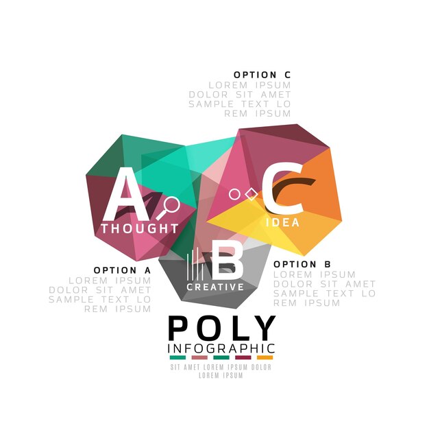 Vector colorido resumen bajo poli infográfico fondo vectorial