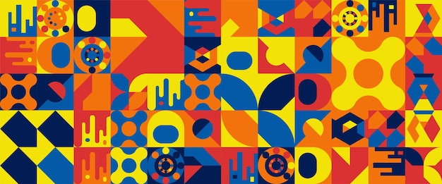 Vector colorido sencillo y minimalista banderas de mosaico plano con formas minimalismo abstracto plano para fondo cartel volante portada de invitación para informe de catálogo de libros