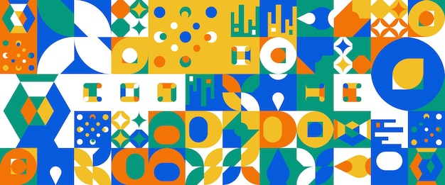 Vector colorido sencillo y minimalista banderas de mosaico plano con formas minimalismo abstracto plano para fondo cartel volante portada de invitación para informe de catálogo de libros