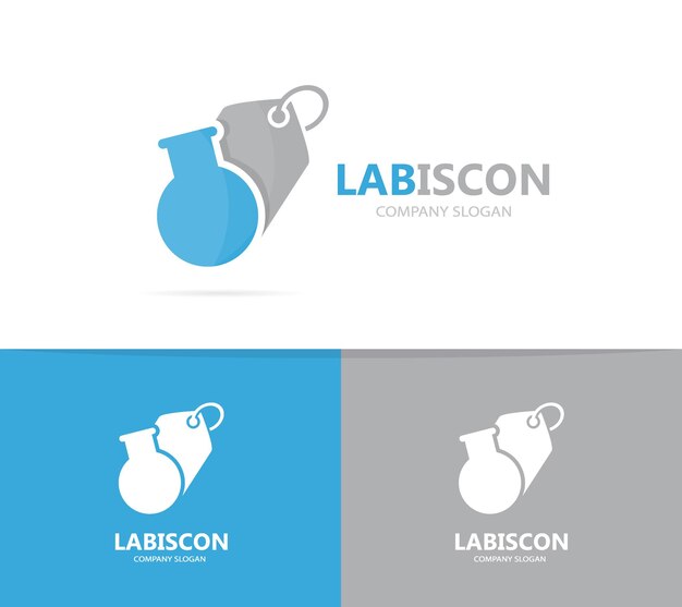 Vector de combinación de logotipo de frasco y etiqueta Símbolo o icono de laboratorio y tienda Plantilla de diseño de logotipo único de botella y etiqueta