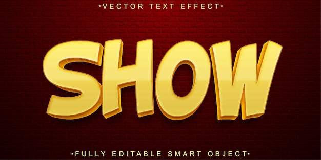 Vector de comedia de espectáculo amarillo Efecto de texto de objeto inteligente totalmente editable