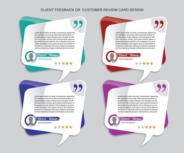 Vector de comentarios de los clientes o testimonios de los clientes y reseñas de los clientes en las redes sociales