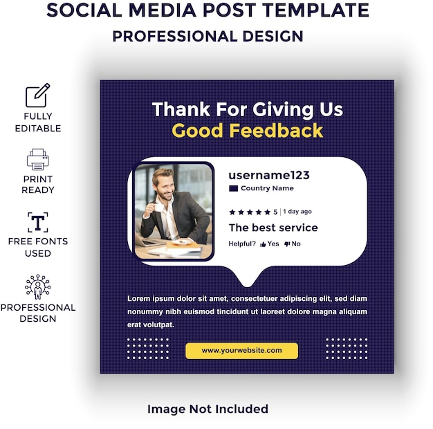 Vector de comentarios de los clientes revisión o testimonio de diseño de redes sociales plantilla de publicación de Instagram