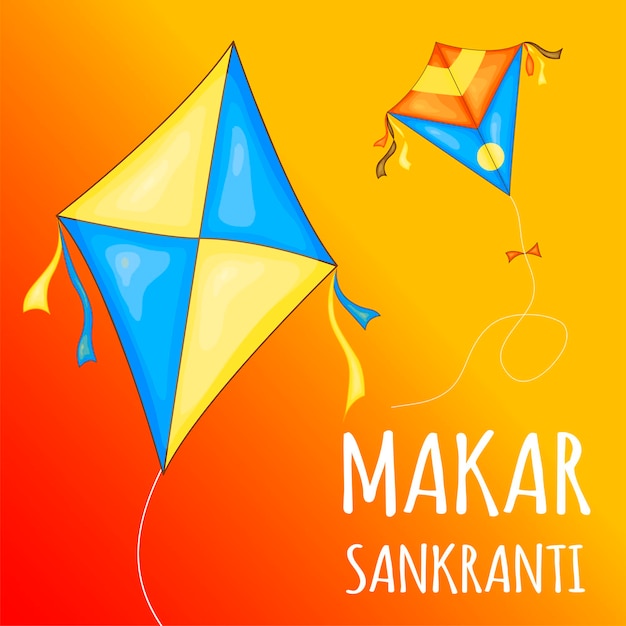 Vector cometas de colores para la celebración del festival Happy Makar Sankranti.