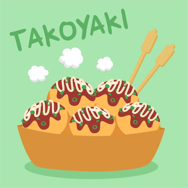 Vector Comida Asiática Cocina Japonesa Takoyaki