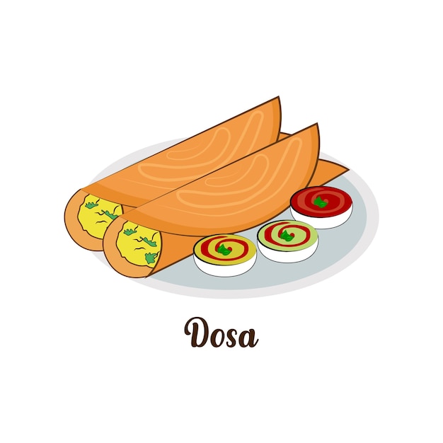 Vector vector de comida india dosa