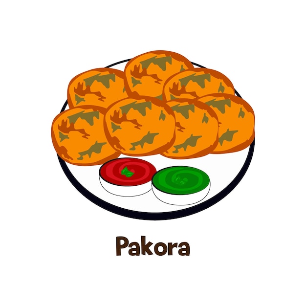 Vector de comida india pakora tradicional