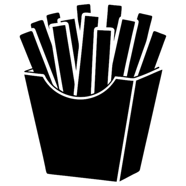 Vector de comida rápida dibujado a mano e ilustración de silueta de papas fritas