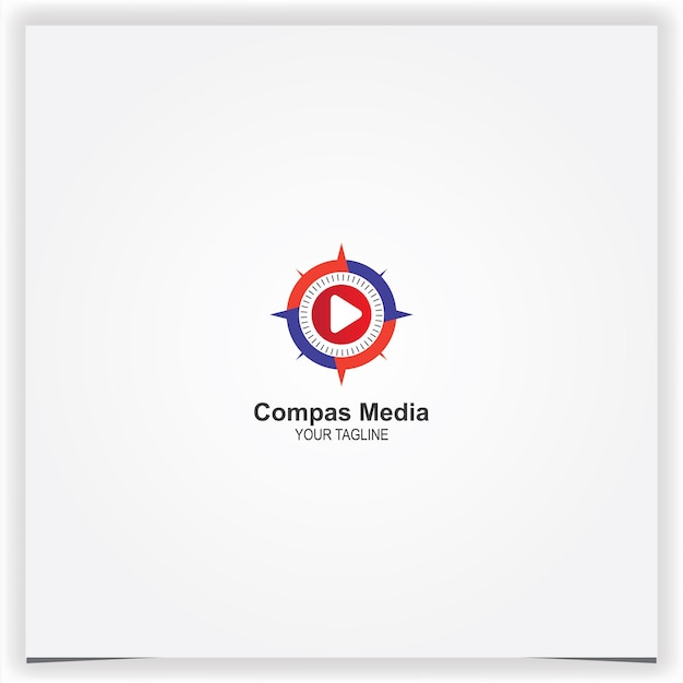 Vector compass media play logo premium elegante plantilla vector eps 10