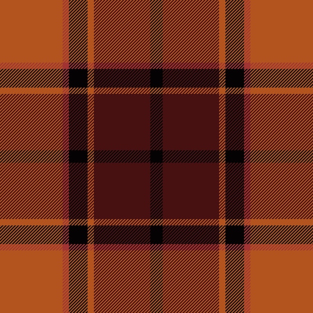 Vector de comprobación premium sin costuras de fondo de tartan real a cuadros patrón de plantilla textil textura de tela en colores naranja y oscuro
