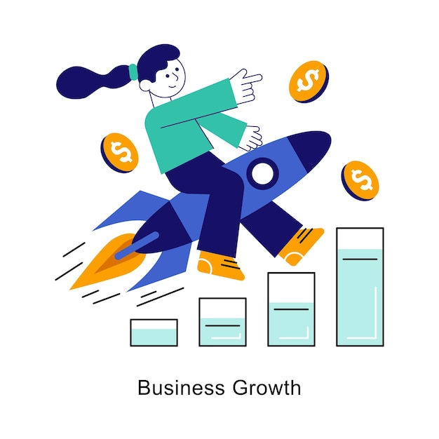 Vector de concepto abstracto de crecimiento empresarial en una ilustración de acciones de estilo plano