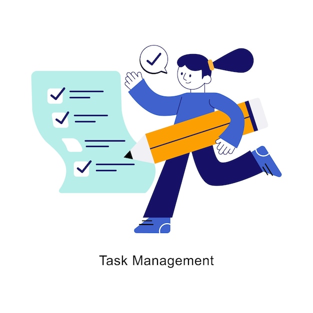 Vector de concepto abstracto de gestión de tareas en una ilustración de stock de estilo plano