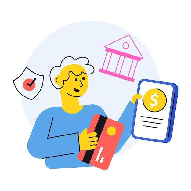 Vector de concepto de banca digital en una ilustración de acciones de estilo plano