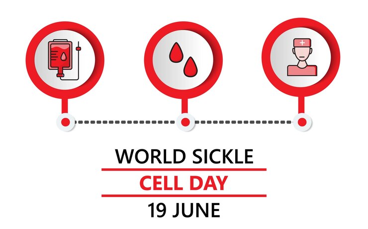 Vector vector de concepto del día mundial de la anemia falciforme enfermedad de células falciformes scd es una enfermedad dolorosa que amenaza la vida