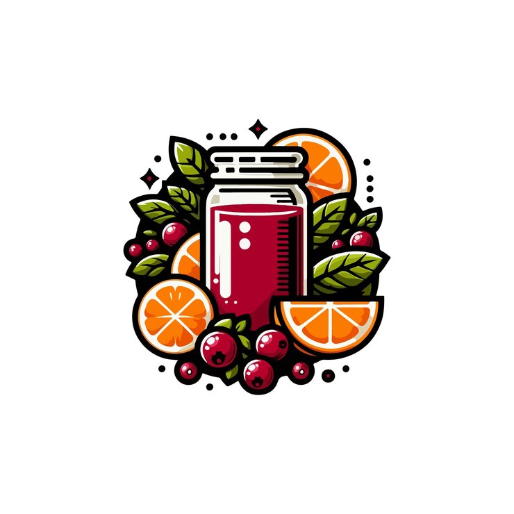 Vector vector de concepto de diseño del logotipo de la bebida cranberry orange juice