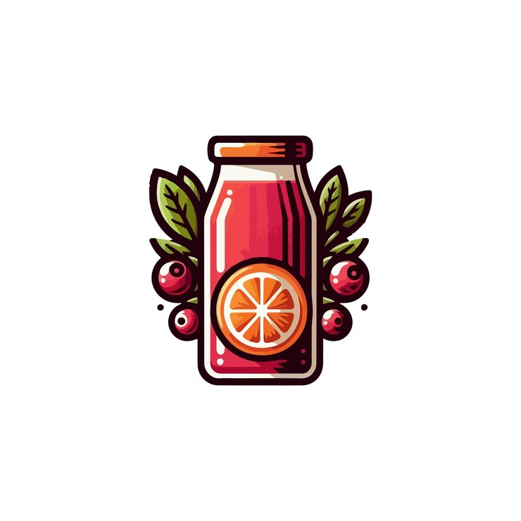 Vector vector de concepto de diseño del logotipo de la bebida cranberry orange juice