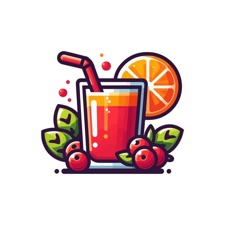 Vector vector de concepto de diseño del logotipo de la bebida cranberry orange juice