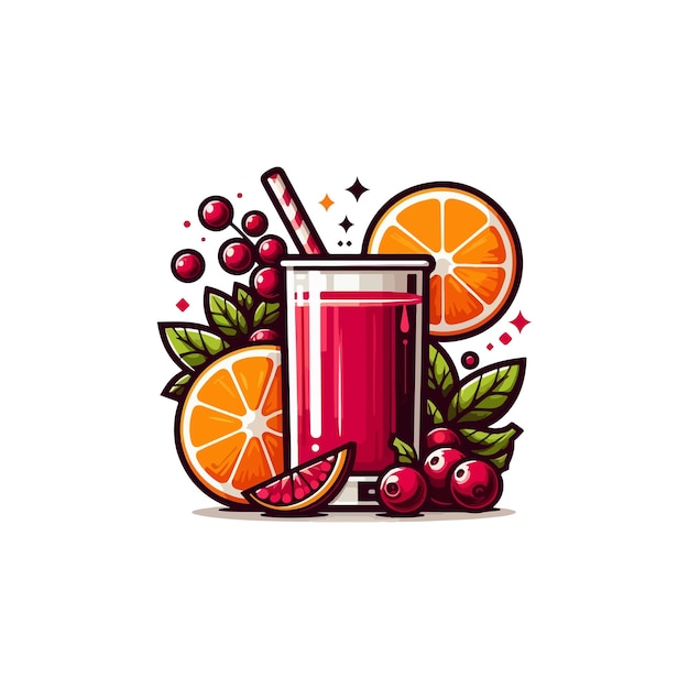 Vector de concepto de diseño del logotipo de la bebida Cranberry Orange Juice