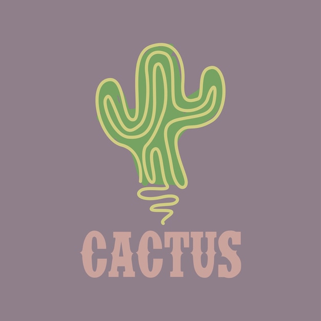 Vector de concepto de diseño de logotipo de cactus de doble significado simple y único