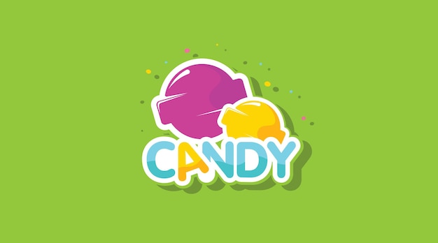 Vector vector de concepto de diseño de logotipo de caramelo. plantilla de logotipo de dulces coloridos