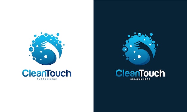 Vector de concepto de diseño de logotipo Clean Touch, plantilla de logotipo Simple Clean, símbolo de logotipo de limpieza en línea