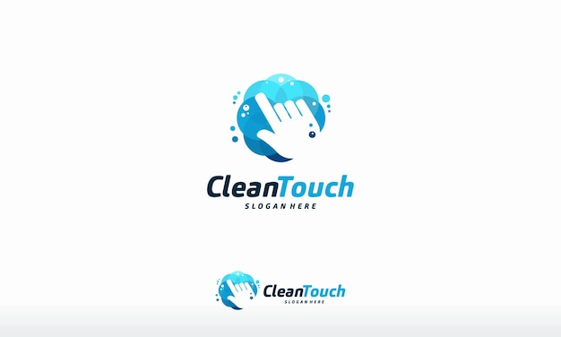 Vector de concepto de diseño de logotipo Clean Touch, plantilla de logotipo Simple Clean, símbolo de logotipo de limpieza en línea