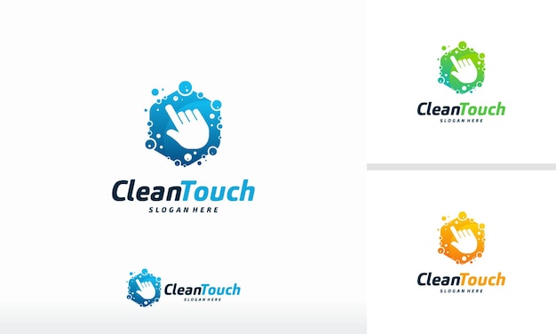 Vector de concepto de diseño de logotipo Clean Touch, plantilla de logotipo Simple Clean, símbolo de logotipo de limpieza en línea