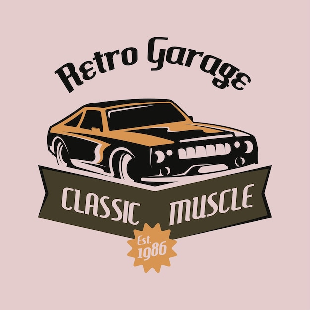 Vector de concepto de diseño de logotipo de coche retro