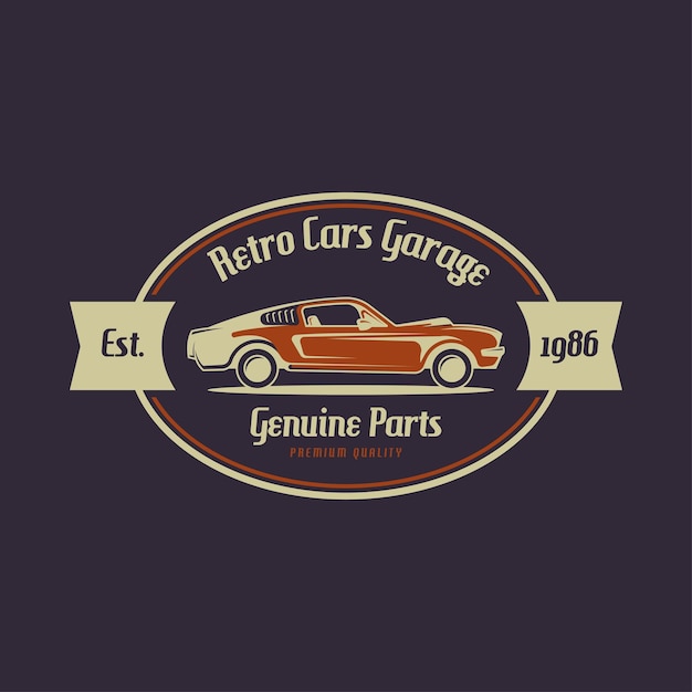 Vector vector de concepto de diseño de logotipo de coche retro