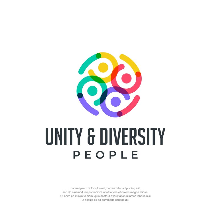 Vector vector de concepto de diseño de logotipo colorido. vector de plantilla de logotipo de personas.