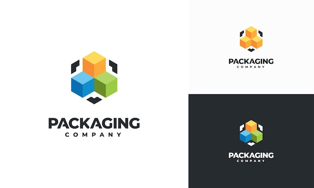 Vector de concepto de diseño de logotipo de embalaje Plantilla de logotipo de entrega Vector de icono de símbolo de logotipo de carga rápida