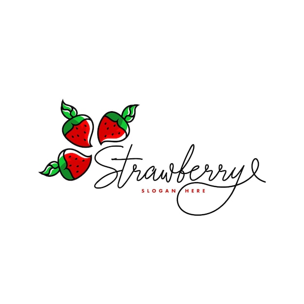 Vector de concepto de diseño de logotipo de fresa