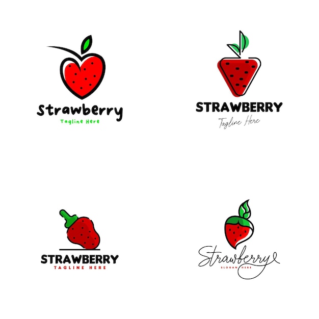 Vector de concepto de diseño de logotipo de fresa
