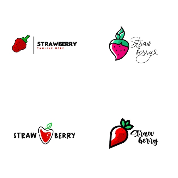 Vector de concepto de diseño de logotipo de fresa