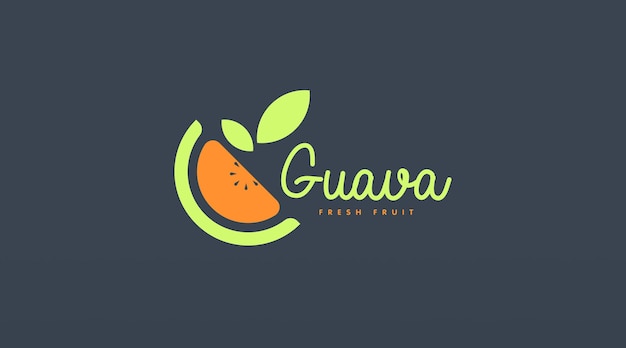 Vector de concepto de diseño de logotipo de guayaba. plantilla de diseño de logotipo de fruta de guayaba fresca para negocios en comercio de frutas y tienda de bebidas de frutas